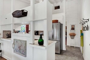 Fridge, microwave, oven, stovetop - Authentic German Sunday House! Location, Outdoor Fireplace & Upscale Decor! (Fredericksburg)