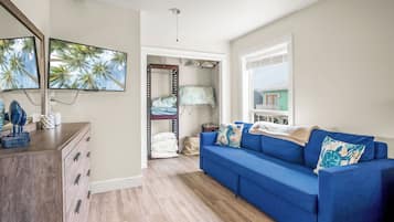 Smart TV, DVD player, books, stereo