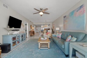 Smart TV, DVD player, books, video library