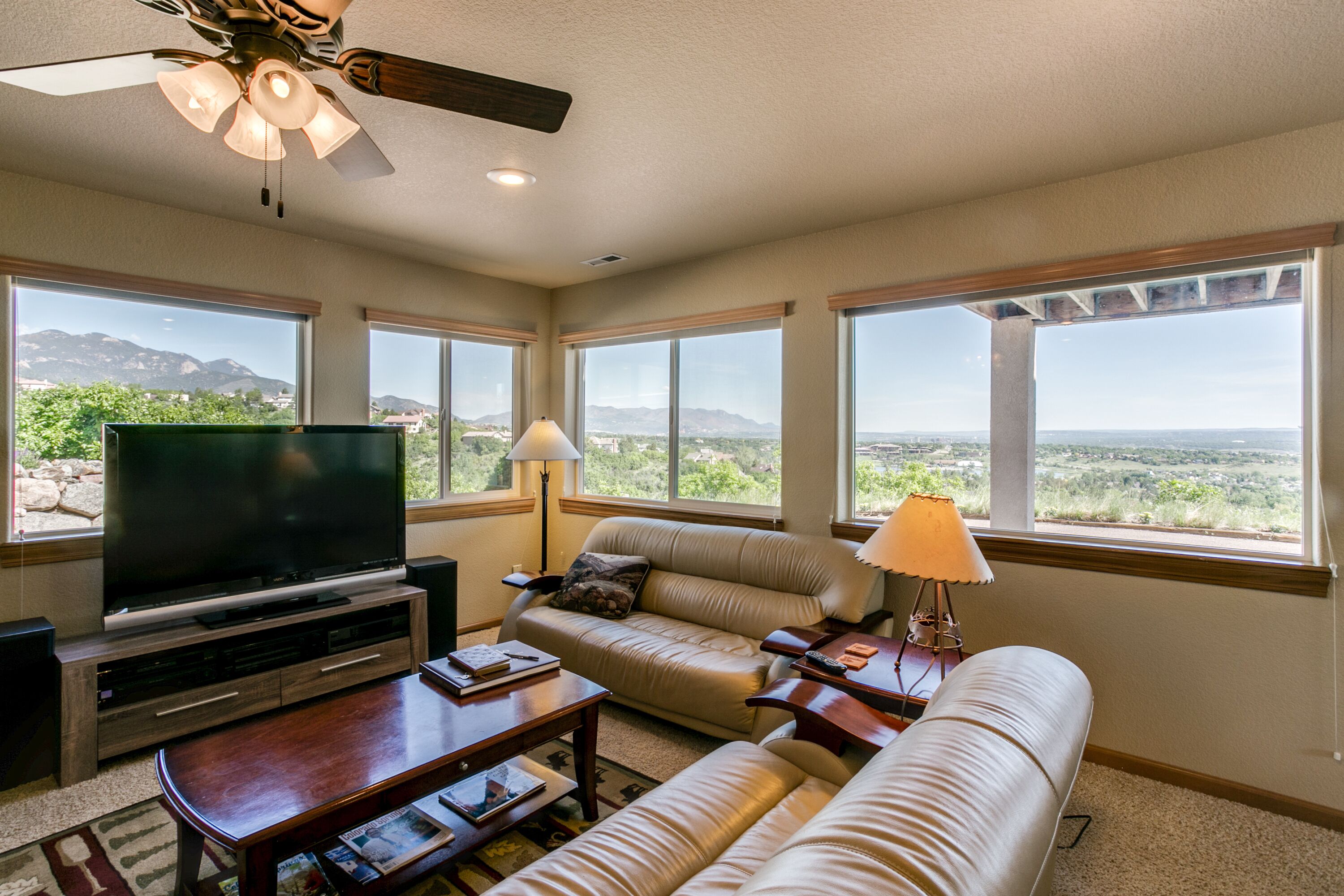 Smart TV, fireplace, DVD player, video library