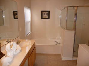 Hair dryer, towels, soap, toilet paper - Luxury villa with south facing pool/spa, only 15 mins from Disney! (DAVENPORT)