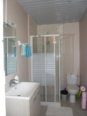 Secadora de cabello, toallas, papel de baño 