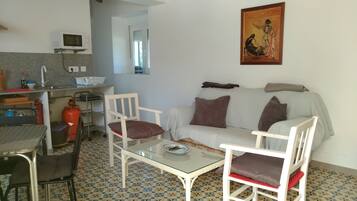 Een televisie, een open haard en boeken