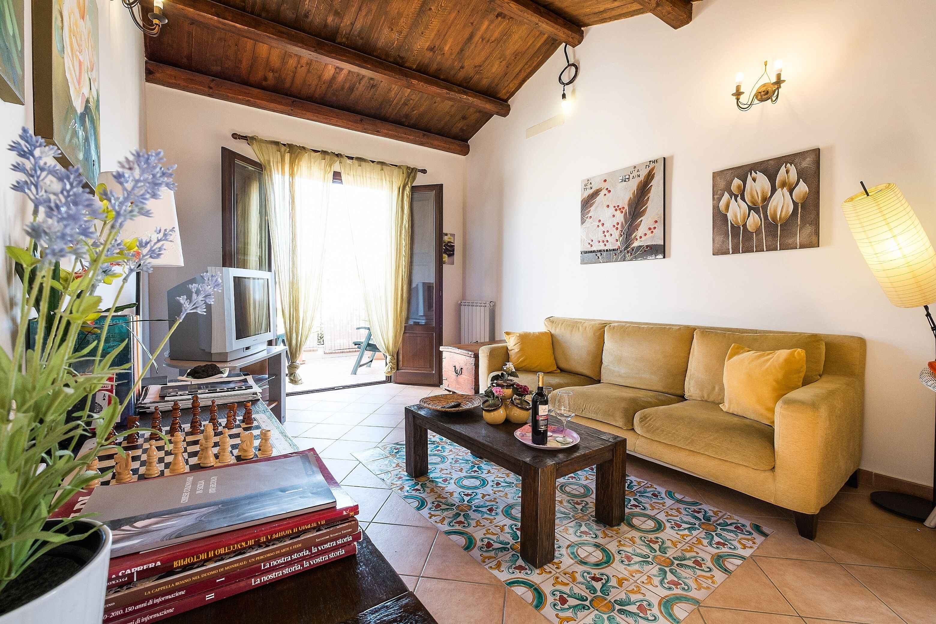 TV, lettore DVD, libri