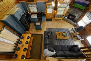 Smart TV, fireplace, video games, DVD player