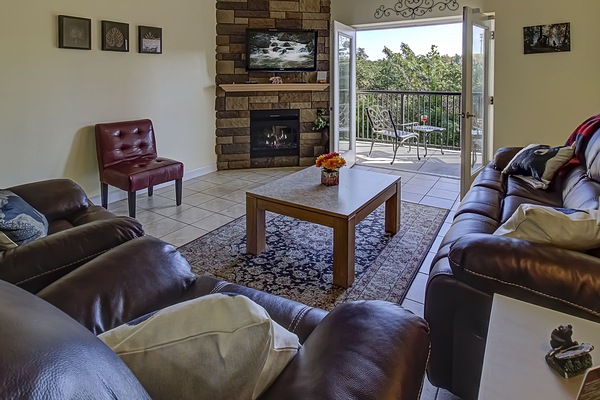 Smart-TV, Kamin, DVD-Player, Bücher