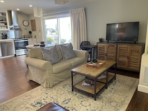 Smart TV, DVD player, books, video library