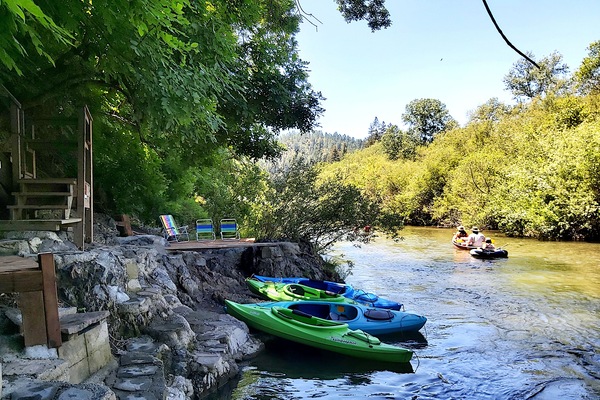 Private beach - river view. Complimentary kayaks for our guests.