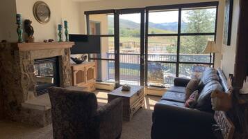 Smart TV, fireplace, video games, DVD player