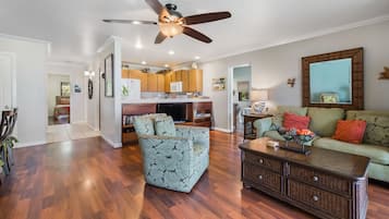 Smart TV, DVD player, books, stereo