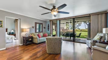 Een smart-tv, een dvd-speler, boeken en een stereo