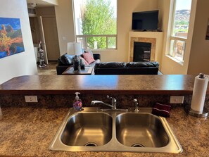 TV, fireplace, DVD player