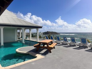 Outdoor pool, sun loungers