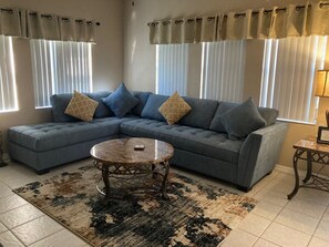 Smart TV, fireplace, DVD player, foosball