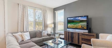 TV, fireplace, video games, DVD player