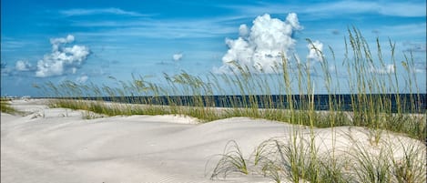 Sur la plage, chaise longue, serviettes de plage
