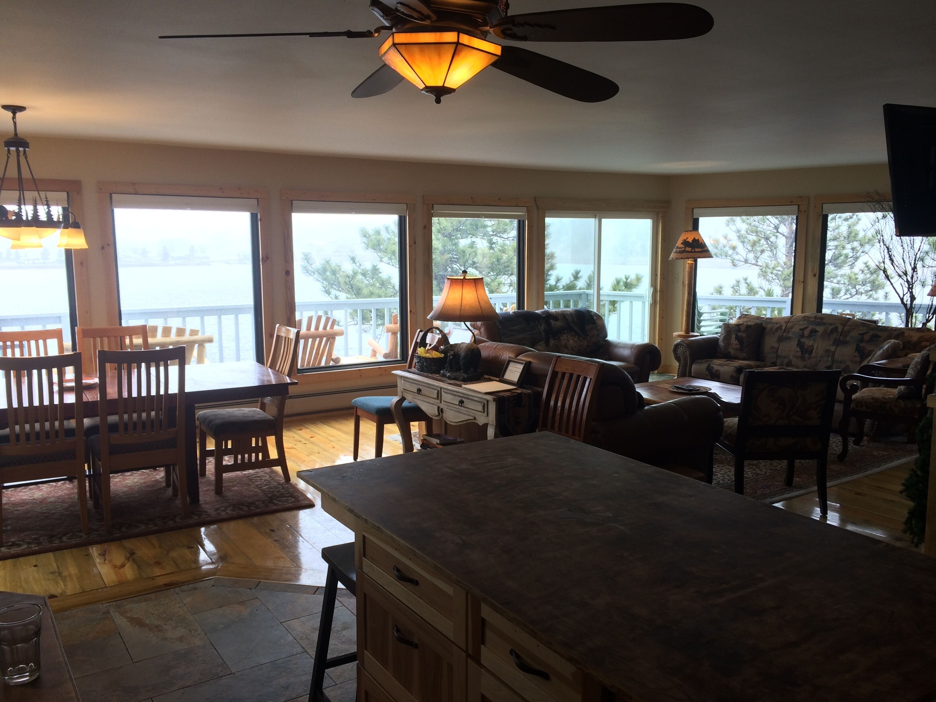 Smart TV, fireplace, DVD player, foosball