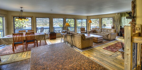 Smart TV, fireplace, DVD player, foosball