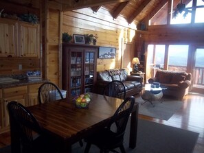 Smart TV, fireplace, DVD player, books