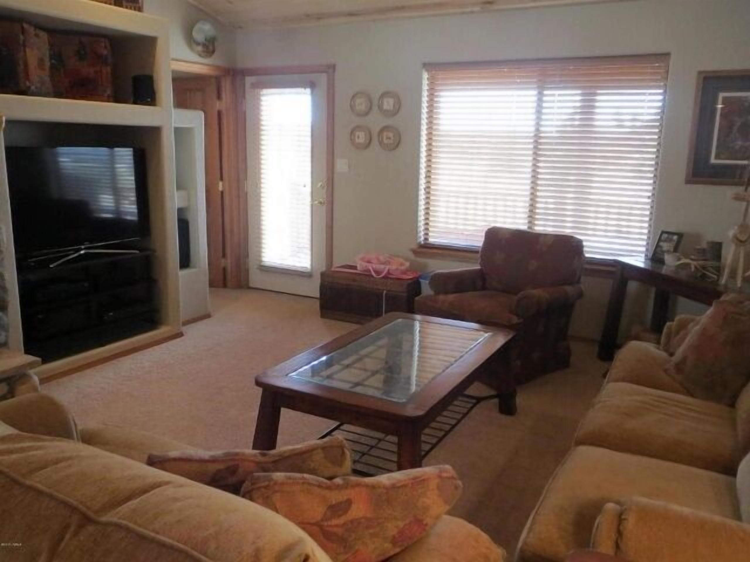 Smart TV, fireplace, DVD player, books