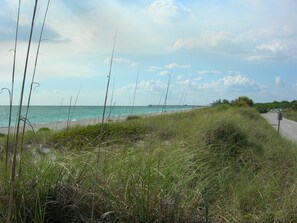 Beach nearby, sun-loungers, beach towels