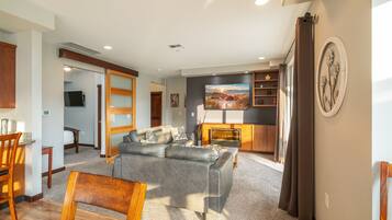 Smart TV, fireplace, video-game console, DVD player
