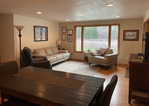 Smart TV, DVD player, books, video library