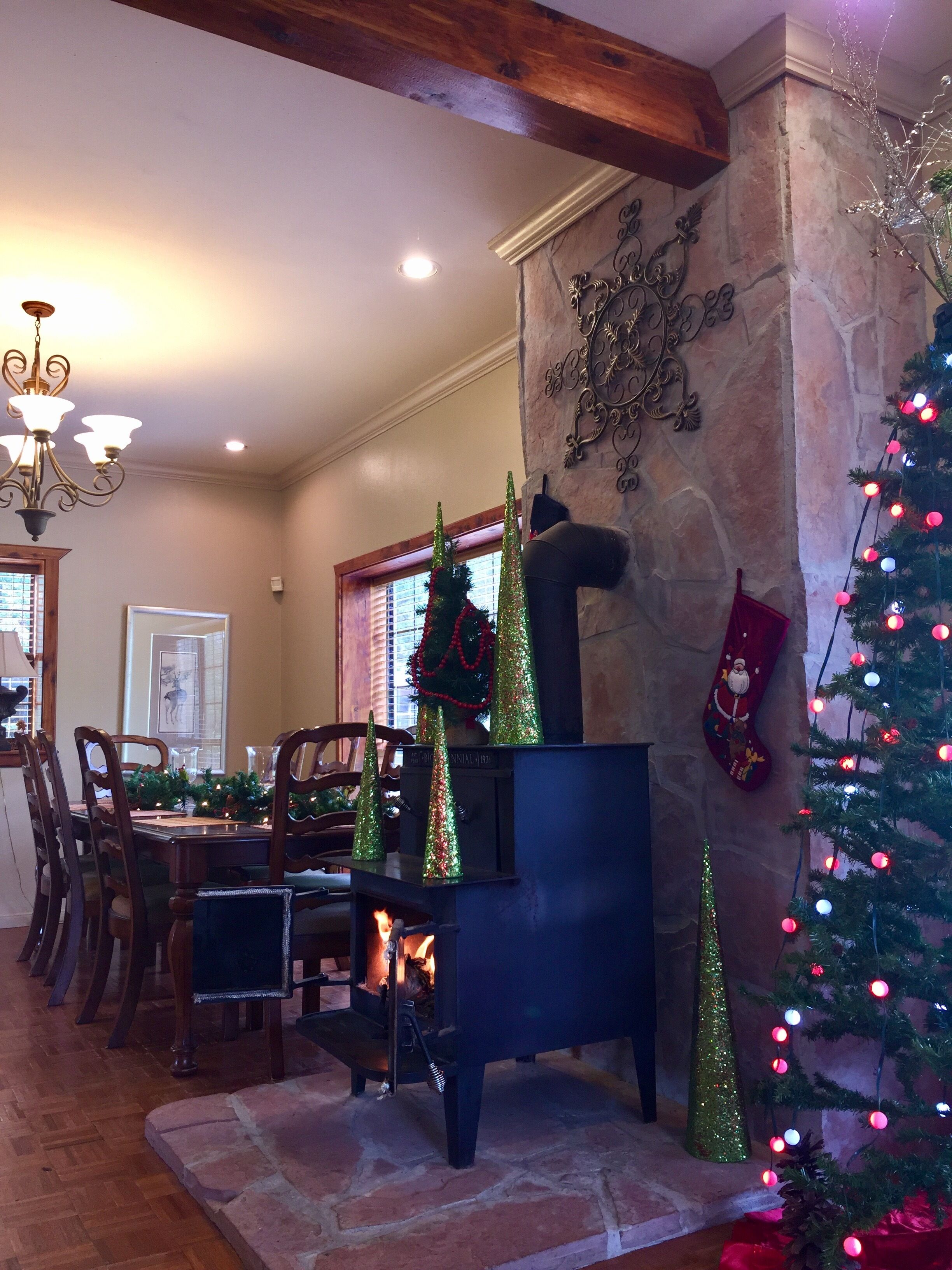 Real wood burning fireplace makes Christmas unforgettable!