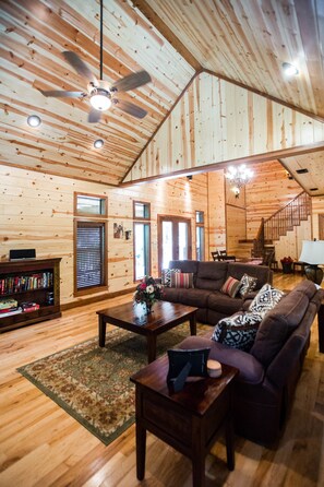 Smart TV, fireplace, DVD player, foosball