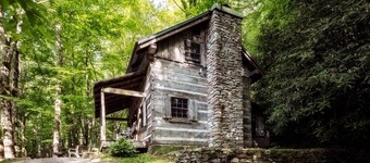 Historic Creekside Cabin with Luxury Amenities, WiFi, Fireplace, Private Trails