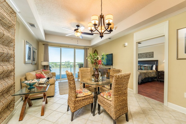 Dining room and family room.