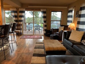 Smart TV, fireplace, table tennis, books