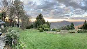A grassy landscape with trees and a mountain range in the background. - Stunning Views, close to Wineries, Primland & Parkway - beautifully appointed (Meadows of Dan)