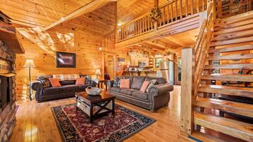 Smart TV, fireplace, video games, DVD player