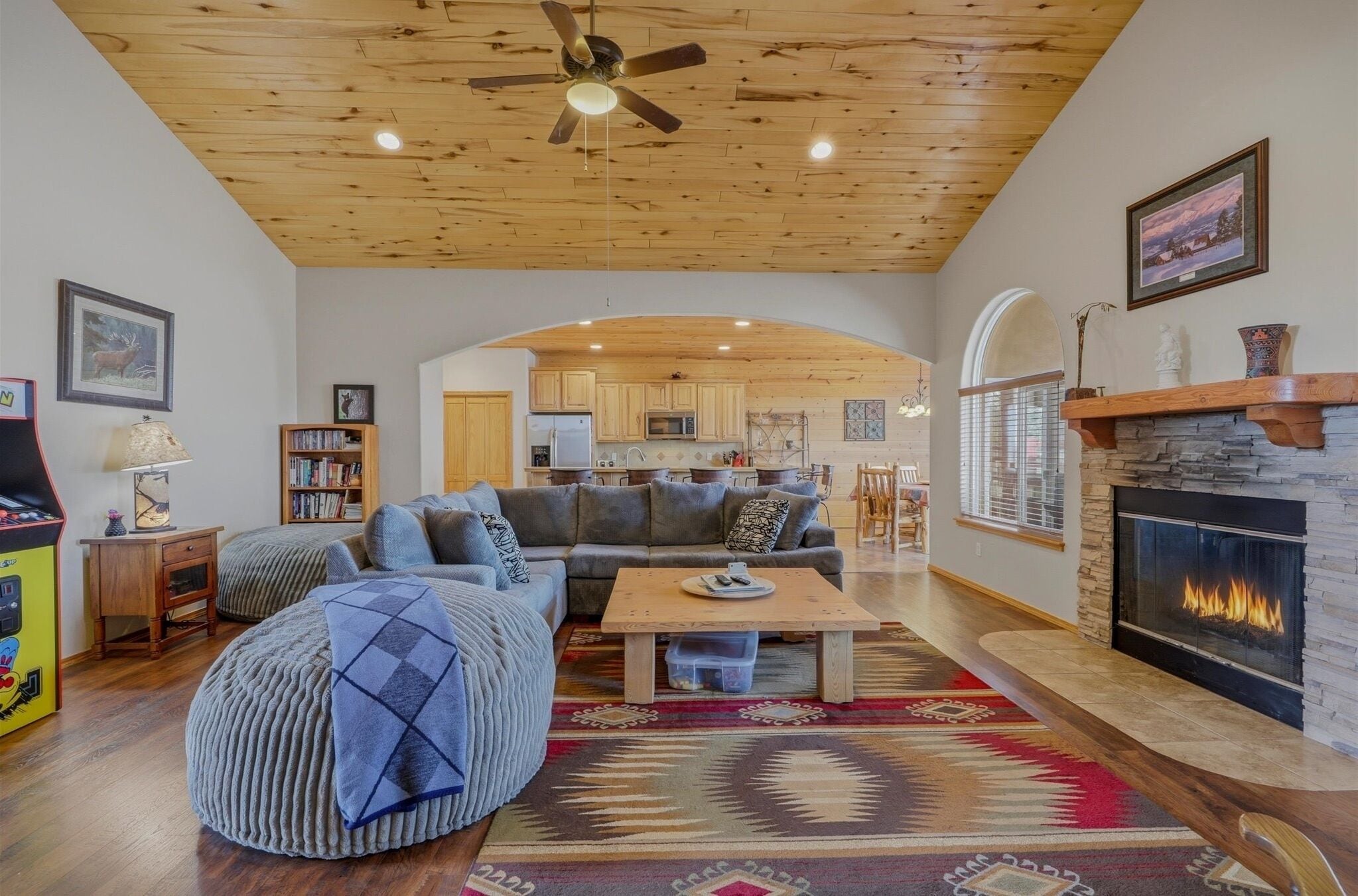 Smart TV, fireplace, table football