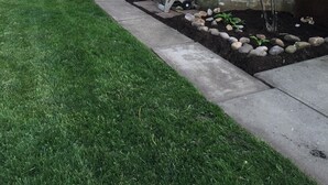 A residential building with stone facade, a well-maintained lawn, and a garden area with rocks and plants. - Beachfront Historic home 2br/1Ba apt. w/  Steam Shower, WiFi, Netflix, Disney+  (Dunkirk)