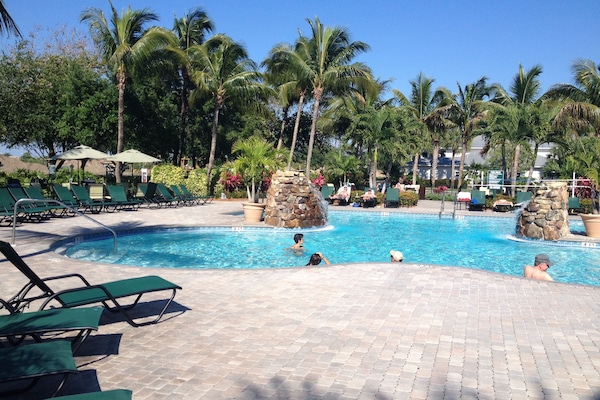 Fun relaxing pool time steps from the Condo