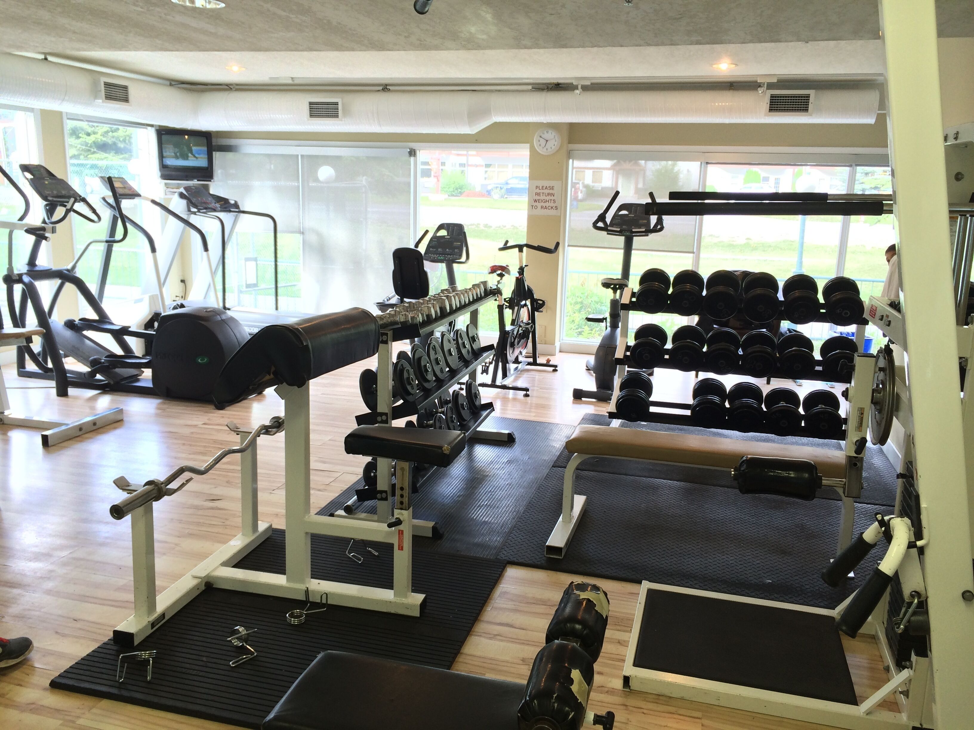 Our full size fitness centre at our partner facility steps from your suite