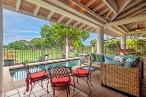 Terrace/patio - Luxury Home on Makai Golf Course in Princeville Kauai with private Pool/Spa (Princeville)