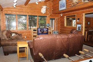 Smart TV, DVD player, table football, books