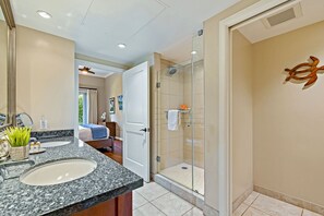 Bathtub, hair dryer, towels, soap