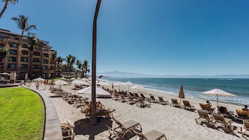 On the beach, beach towels