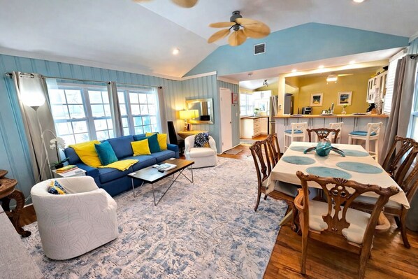 TV, fireplace, DVD player, books
