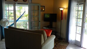 TV connectée, lecteur de DVD, livres, chaîne hi-fi