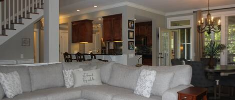 TV, fireplace, DVD player, video library