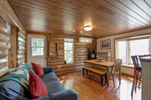 Smart TV, fireplace, DVD player, books