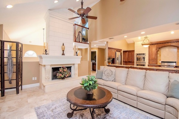 Smart TV, fireplace, video games, DVD player