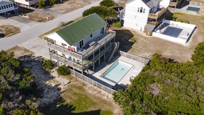 Exterior - 7BR House w/Pool. 250 yrd Walk to Beach and Ocean View in Gallery Row (Nags Head)