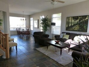 Smart TV, fireplace, DVD player, stereo -  Executive Relaxed Living Home 5BR/3B Pool & Spa in Estrella Mt Ranch (Goodyear)