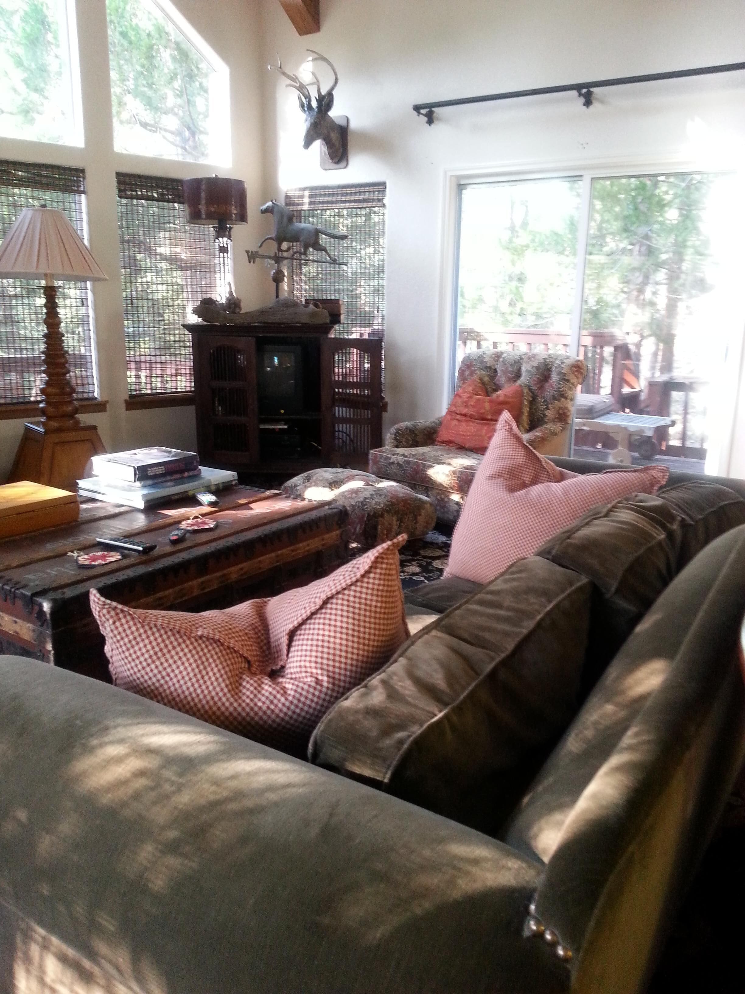 Smart TV, fireplace, video games, DVD player